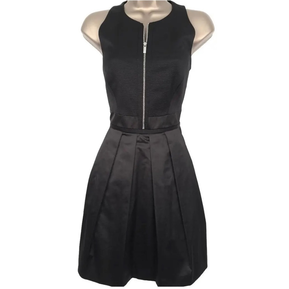 Karen Millen Black Fit and Flare Satin Dress